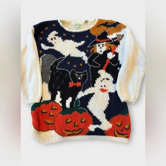 Vintage Colleen’s Collectibles | Hand Knit “Ugly” Halloween Sweater | M–XL - Picture 2 of 4